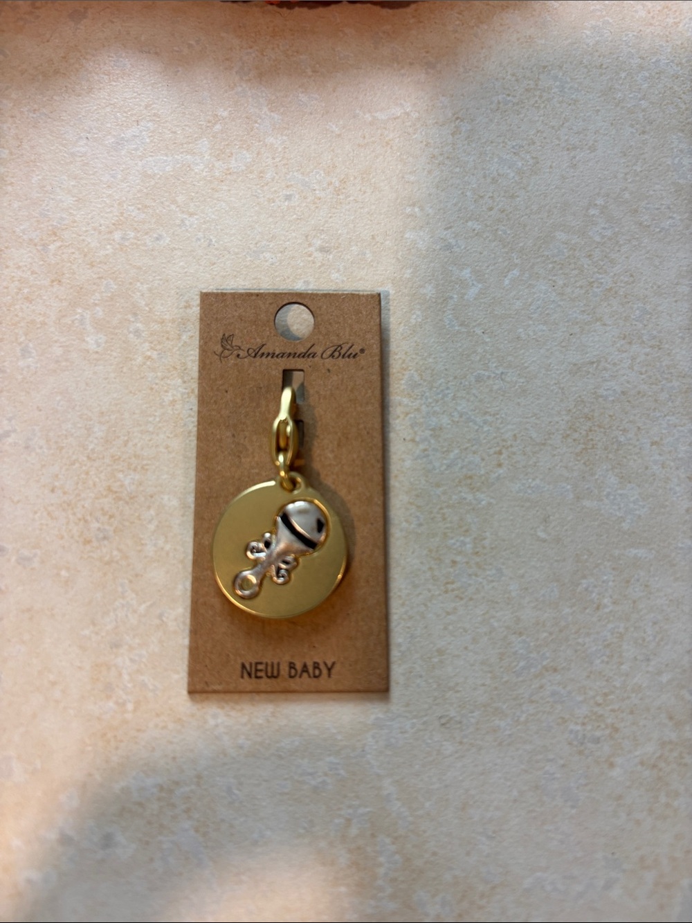 Amanda Blu Gold New Baby Rattle Disc Charm
